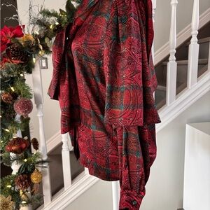 Red and Green Vintage Paisley Blouse